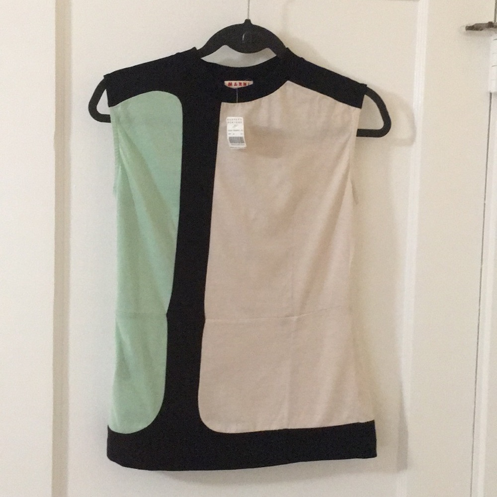 Marni NWT Color Block Mint/Peach Sleeveless Top